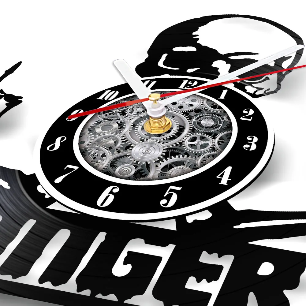 Gothic Skull Laser Cut Vinyl Record Wall Clock For Man Cave Room Halloween Horror Home Decor Retro Music Album Skeleton Clock 3