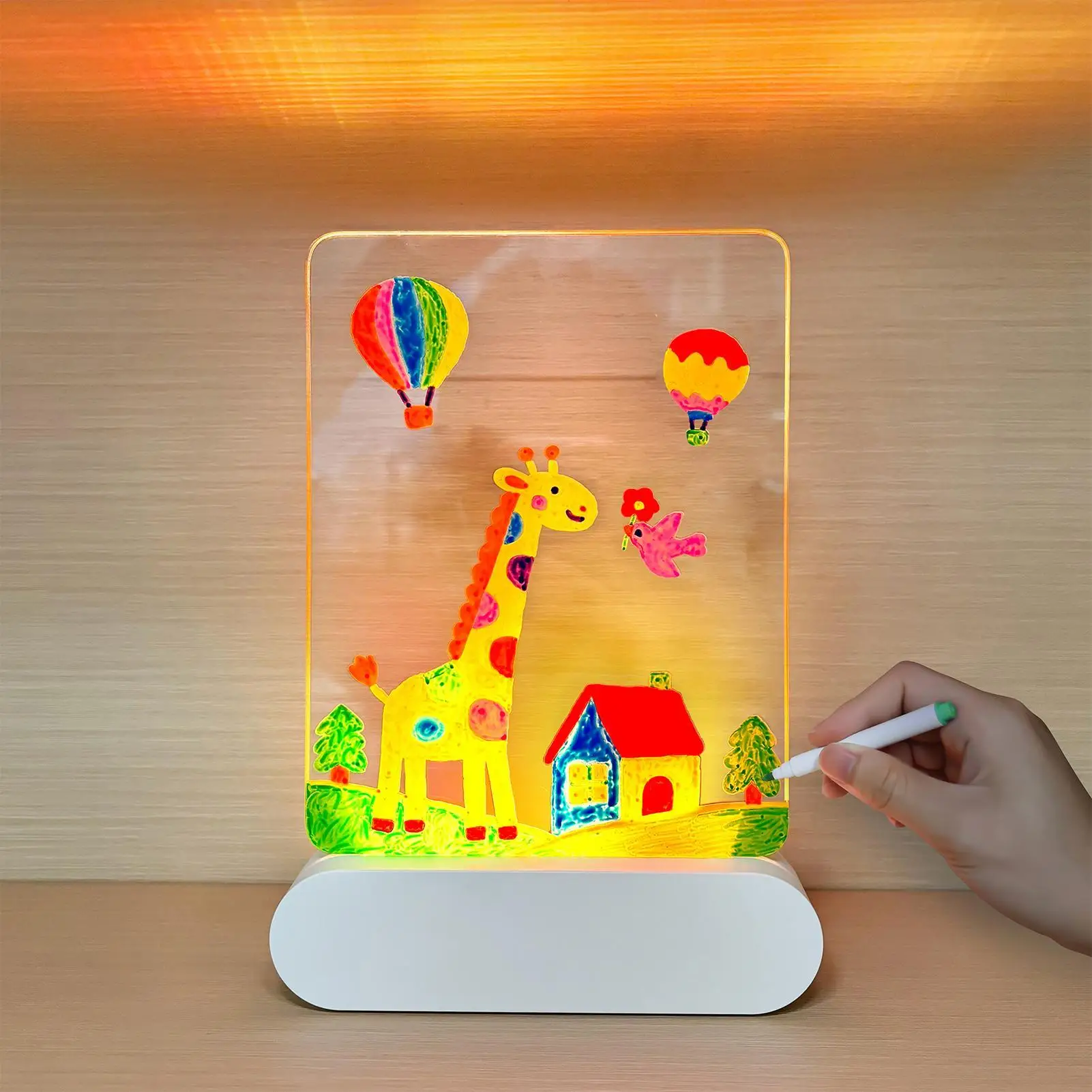 LED 드로잉 보드 3D 4색 라이트 지우개 패드 장난감 재사용 가능한 아크릴 드로잉 보드 소년 소녀 청소년 가정 학교 사무실 여행용