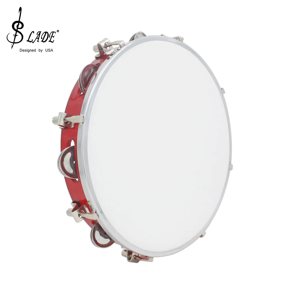 SLADE Adjustable Tambourine Percussion Instrument Red Hand Drum With Jingle Bells Kids Music Gifts Children's Educational Toys