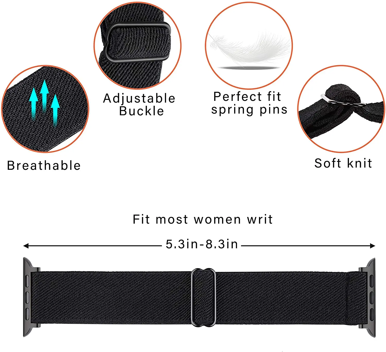 Elastic Nylon Scrunchie Watch Strap - Various Sizes Available