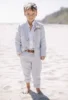 Linen Boys Suits For Beach Wedding Clothing Kids Birthday Party Formal Outfits Sets 2 Piece Children (Jacket +Pants) 1