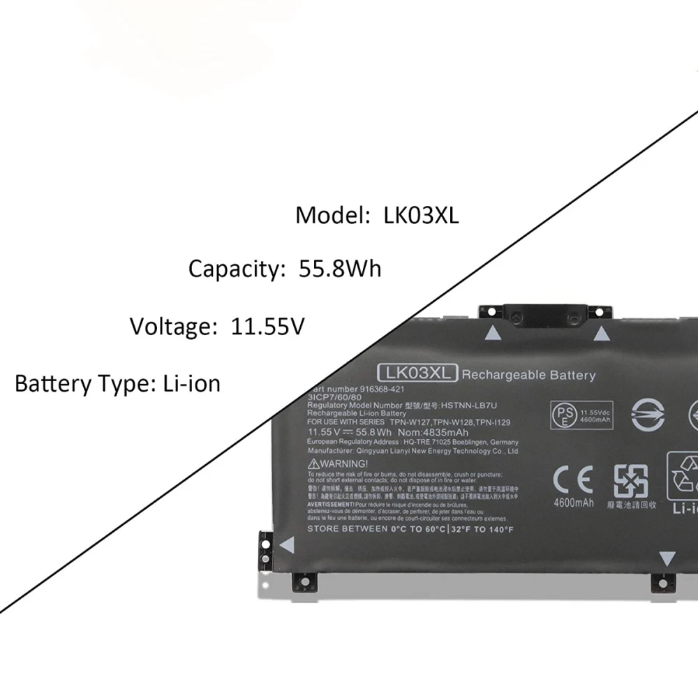 Bateria do Portátil para hp Hstnn-ub7i Tpn-w127 W128 Inveja 15 X360 15-bp Tpn-w127 W128 W129 W134 Hstnn-lb7u Lk03xl - Imagem 6