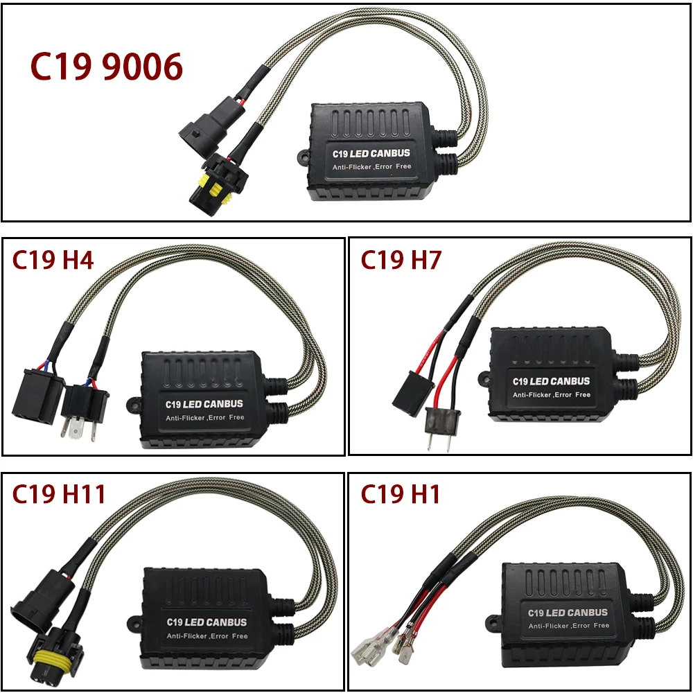 2pcs C19 H7 H3 H4 H11 H1 9005 9006 LED Resistor Canbus Error Free Decoder Warning Anti Flicker Canceller Car Headlights