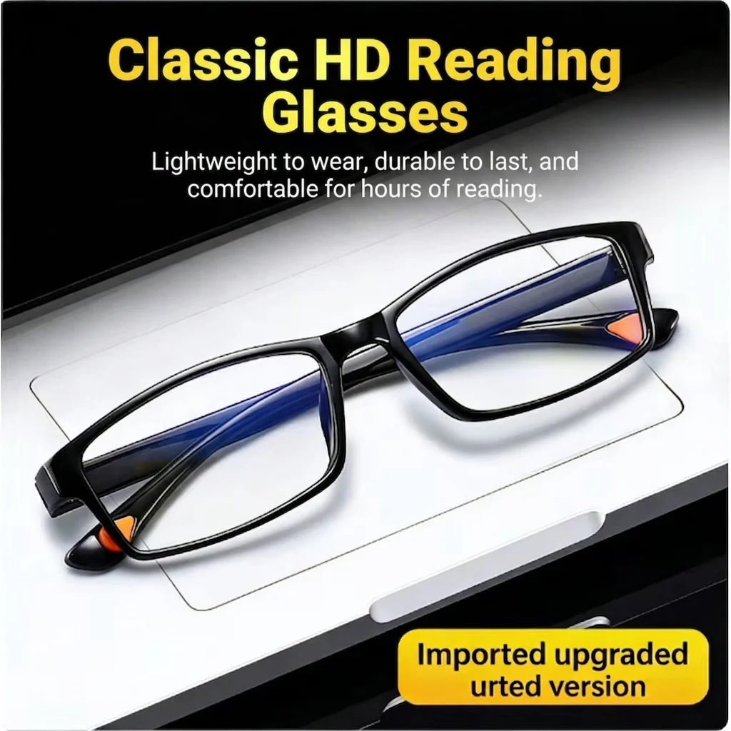 클래식 HD 독서용 안경, 일상 사용을 위한 초경량 고화질 블루라이트 차단 안경 가볍고 내구성이 뛰어남
