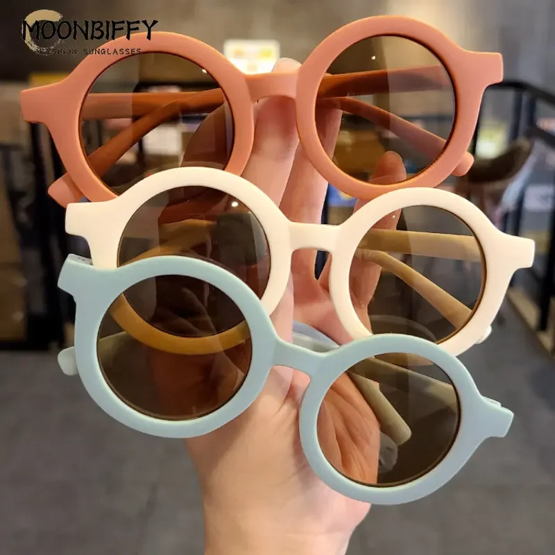 2023 New Fashion Cute Children's Sunglasses Parent Child Frosted Sun Glasses Solid Color Round Glasses Baby Eyeglasses for Kids