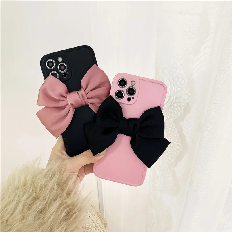 Милый 3D чехол ZUIDID с розовым бантом для девушек телефона iPhone 11 12 Pro XS MAX 13 XR X 7 8Plus
