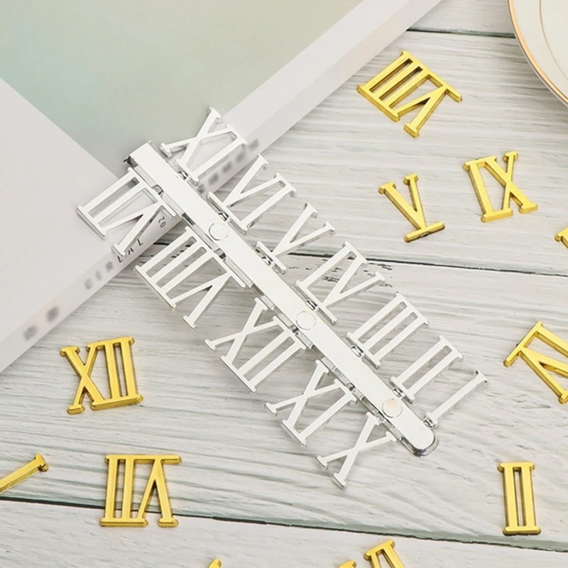1Set DIY Clock Numerals Roman Numerals Wall Digital Clocks Replacement Parts Removable Home Art Decal Sticker Quartz Clock Parts