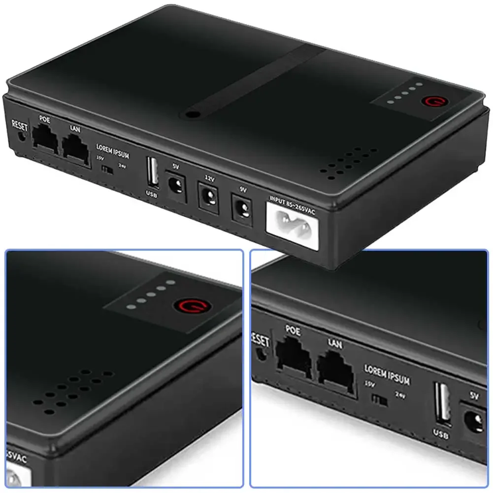 DC UPS Battery Backup 8800/10400mAh 5V, 9V, 12V Uninterruptible Power Supply Multipurpose Mini Battery Backup For Wifi IP Cam