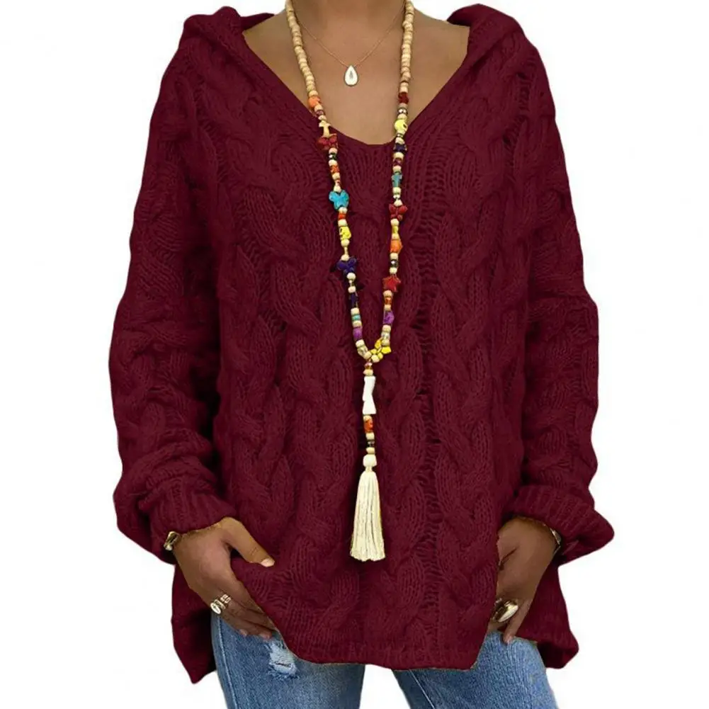 

Chic Long Sleeves Skin-Touch Autumn Winter Solid Color Loose Sweater Jumper Warm Sweater Jumper Female Clothing