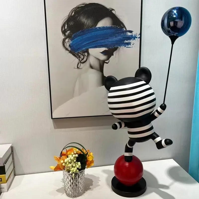 Figurine Ours Au Ballon En Résine - Déco Vintage (Très Bon état)