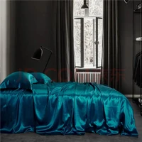 Summer Luxury Satin Silk-like Bed Sheet Set (Flat Sheet + Fitted Sheet + Pillowcase) Solid Color Mattress Cover Twin Full Queen 6