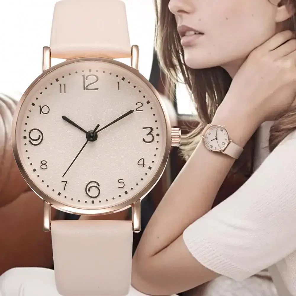 

Fashion Simple Female Watch Casual Student Quartz Women's Watch Leather Strap Large Dial Wristwatches Female Clock Relogio Mujer