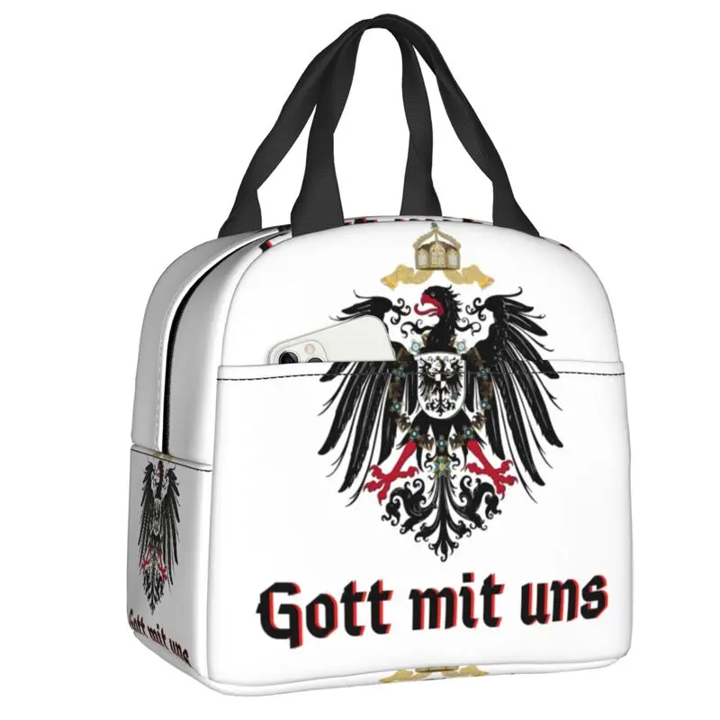 

God With Us Insulated Lunch Bag for Women Leakproof Coat Of Arms Of The German Empire Flag Cooler Thermal Bento Box Kids School