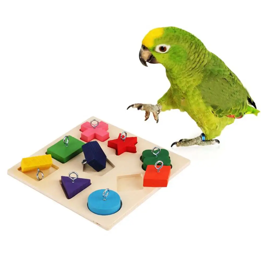 

Parrot Iq Training Toys 9 Grid Colorful Wooden Block Safe Tasteless Pet Educational Toys Bird Toy Supplies