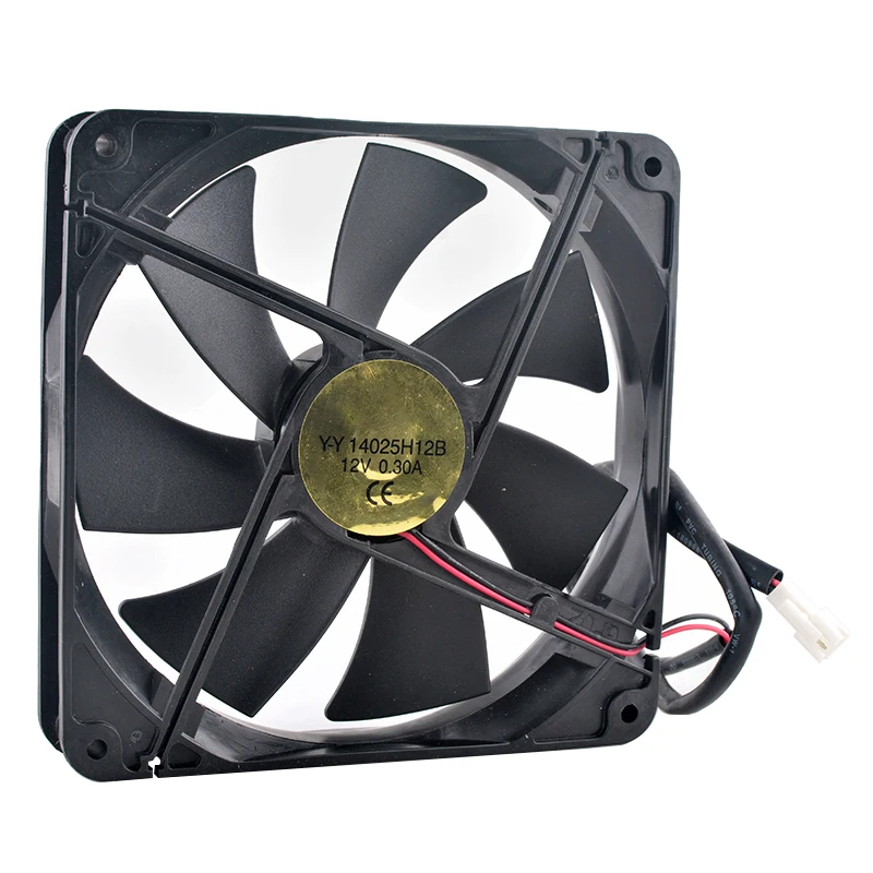 Y-Y 14025H12B 14cm 140mm 팬 140x140x25mm DC12V 0.30A 2핀 1800rpm 듀얼 볼 베어링 쿨링 팬 섀시 전원 공급 장치용