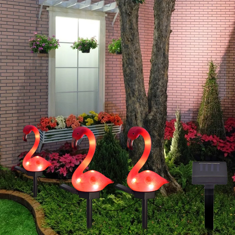 Lampes de pelouse à LED avec flamant rose et oiseau rose