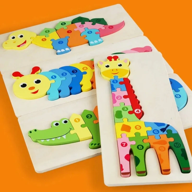 Baby-Wooden-3D-Puzzles-For-Kids-Toddler-Montessori-Toys-Dinosaur-Animal ...