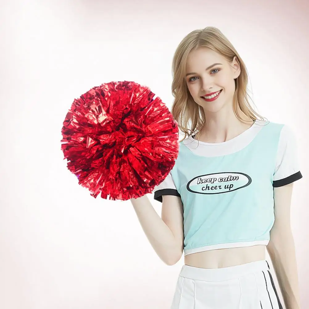 10Pcs Cheerleader Pom Poms Metallic Cheerleader Pompoms with Finger Ring Cheering Props for Squad Team Sports Game Dance Party