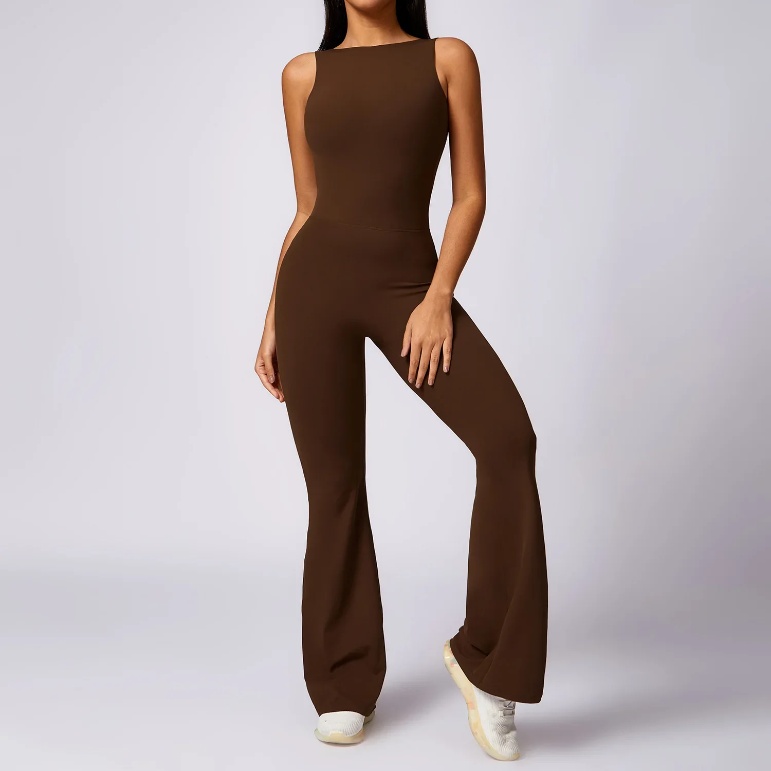 Elegant V-Back Stretch Fitness Romper