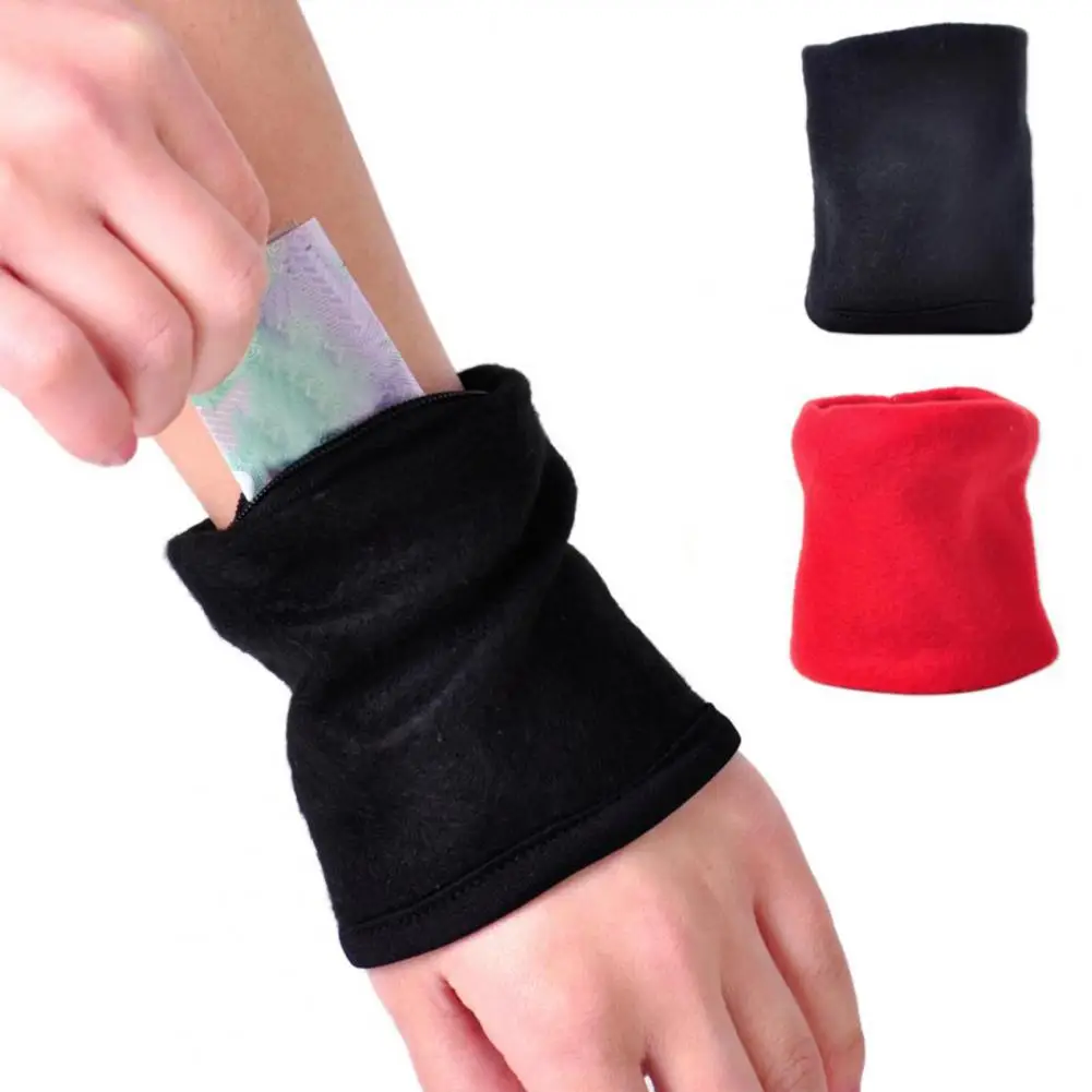 Wrist Wallet Sweat Absorption Multifunctional Anti-skid Superior Comfort Storage Zipper Workout Wallet Gym Wrist Bag for Outdoor