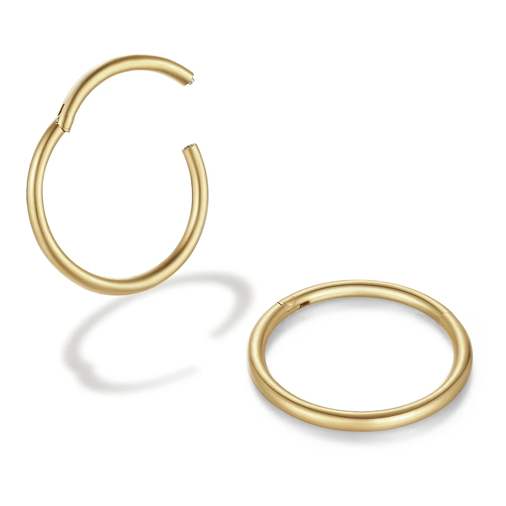 2/6PCS Seamless 316L Stainless Steel Nose Ring for Men Gold Color Hoop Earrings for Women Septum Helix Tragus Piercing Jewelry