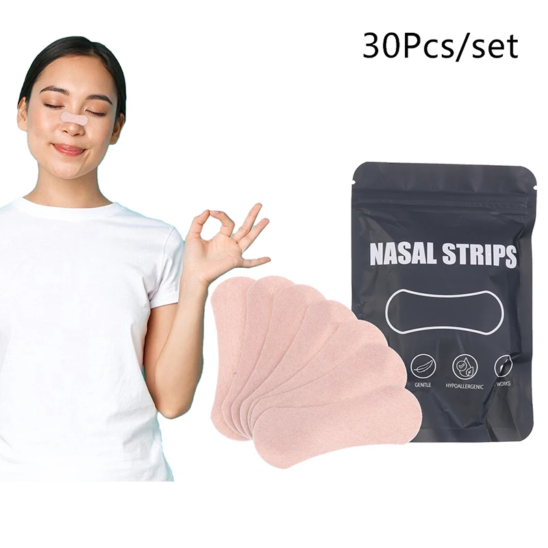 30PCS Breath Nasal Strips Relieve Nasal Congestion Anti-Snoring Nose Patches Good Sleeping Product Easier Sleep Aid Decive
