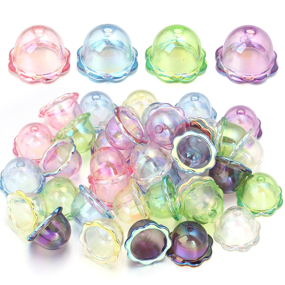 Acrylic Glitter Wind Bell Spacer Beads Transparent Jellyfish Beads for Jewelry Making Phone Chain Decoration 6pcs