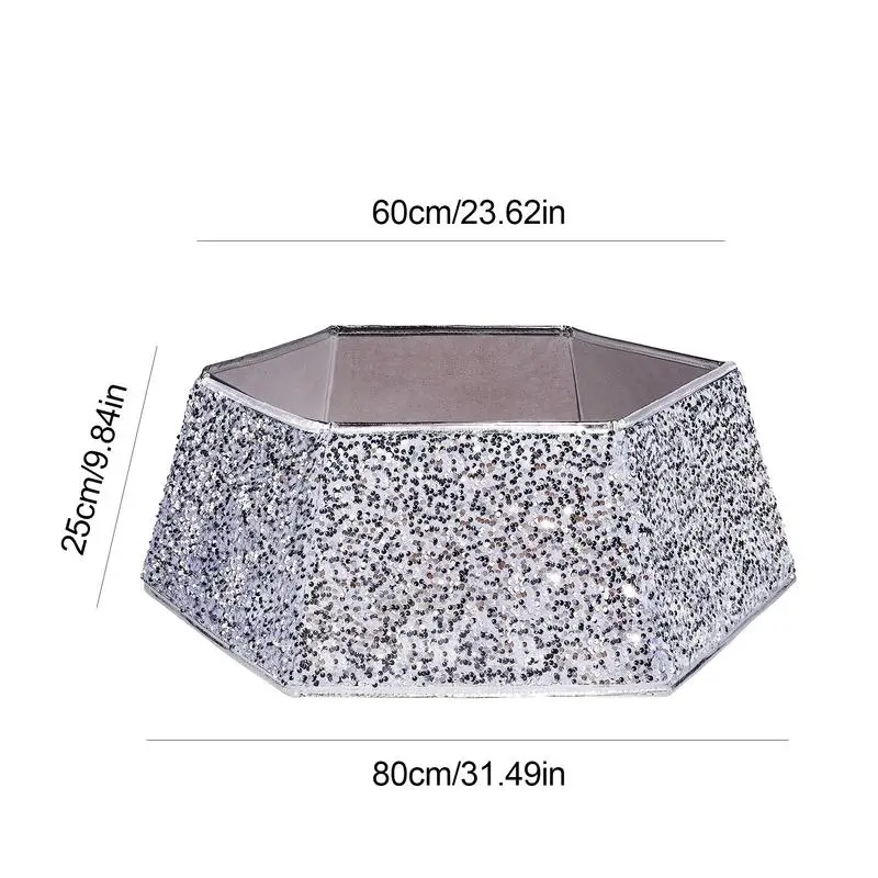 Collare Per Albero Di Natale Con Paillettes Bianco Iridescente – Diametro 60 Cm, Feltro, Con Velcro