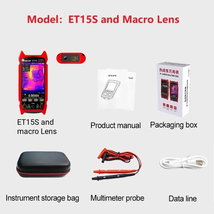 TOOLTOP ET15S 256*192 Industrial Thermal Imaging Camera 19999 Counts Multimeter Professional PCB Thermal Imager with Macro Lens