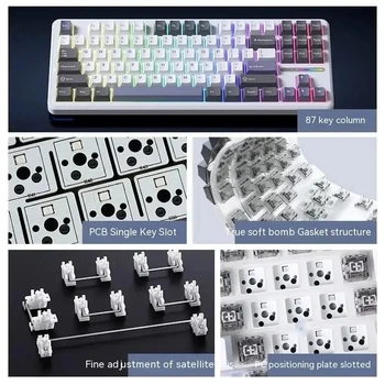 AULA F87Pro Mechanical Keyboard 2.4g/Usb/Bluetooth Tri Mode Wireless 87 Key 5 Layer Silencing Filling Suitable For Gaming+Typing 4