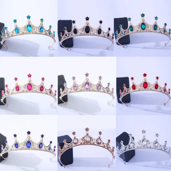 DIEZI 패션 우아한 화이트 크리스탈 크라운 헤어 액세서리 티아라 여자 생일 파티 라인석 신부 크라운, 신부 헤어 쥬얼리