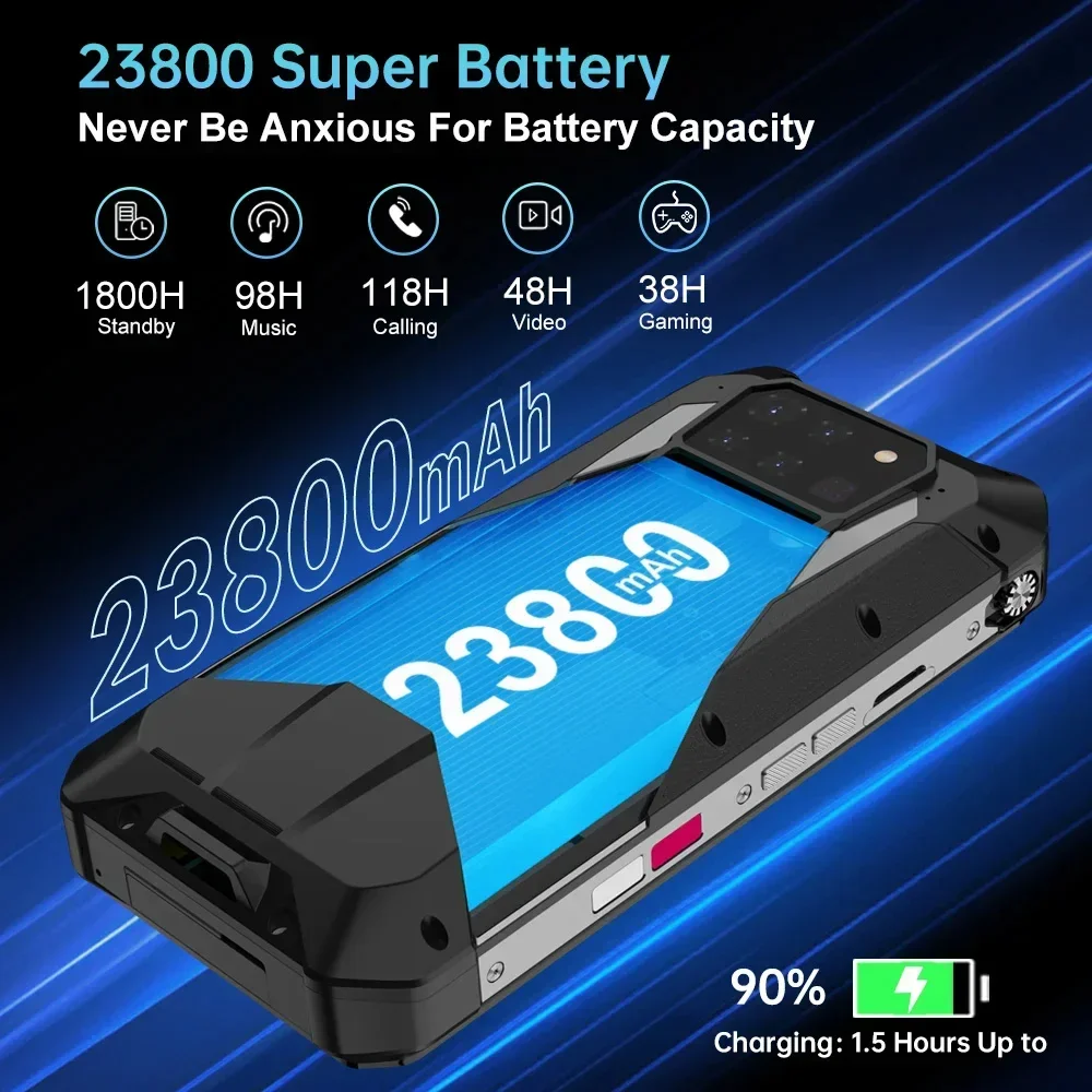 Unihertz Tank 3 Pro Rugged Smartphone Android 23800mAh 100 Lumens 512GB ROM Octa Core 200MP 120W Fast Charger Cell Phone On Sale