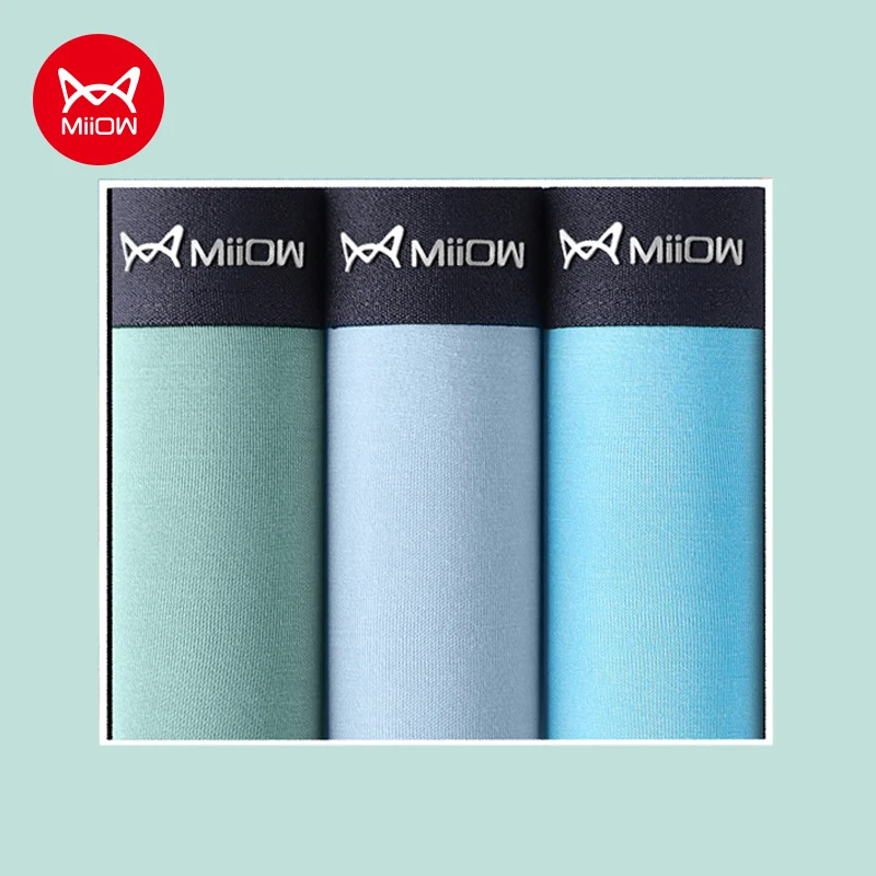 MiiOW M1310 Ice Silk Cotton Boxer Shorts 3-Pack Antibacterial Men L-5XL