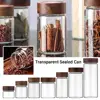 Glass Transparent Acacia Wood Containers With Lids Storage Tank Storage Pots Sealed Can Split Bottle Spice Jars 1