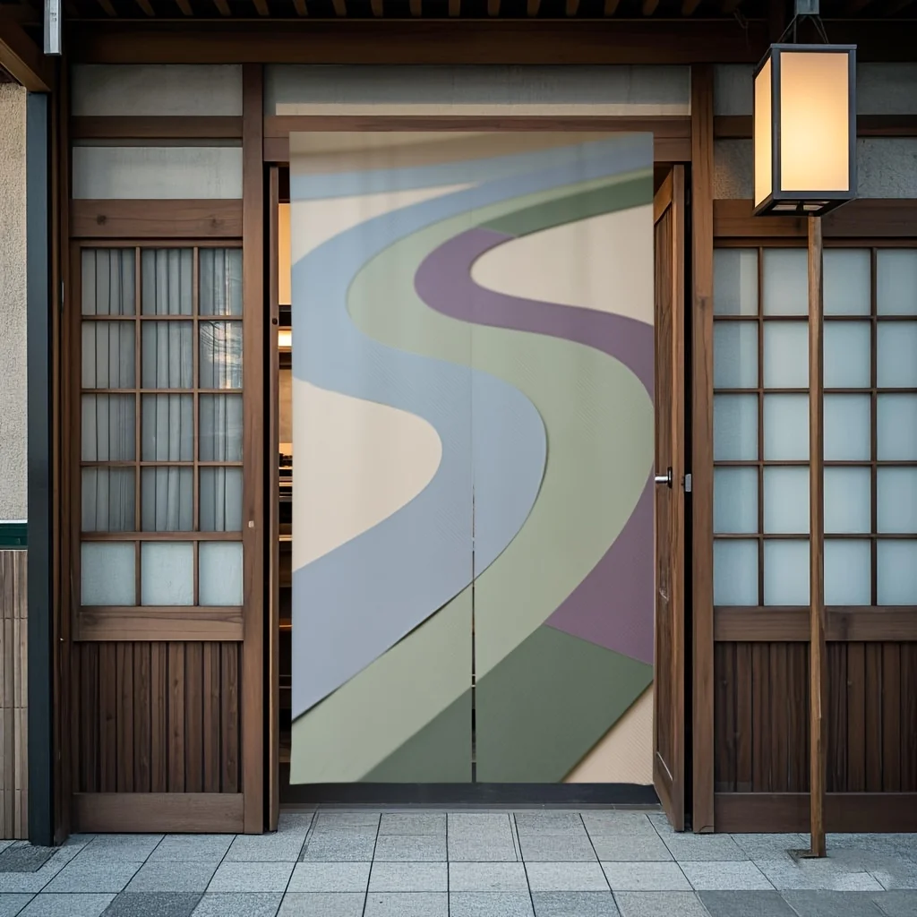 2D 도어 커튼, 미니멀리스트 도어 커튼 - 접착 테이프로 무타공 설치, 두꺼운..