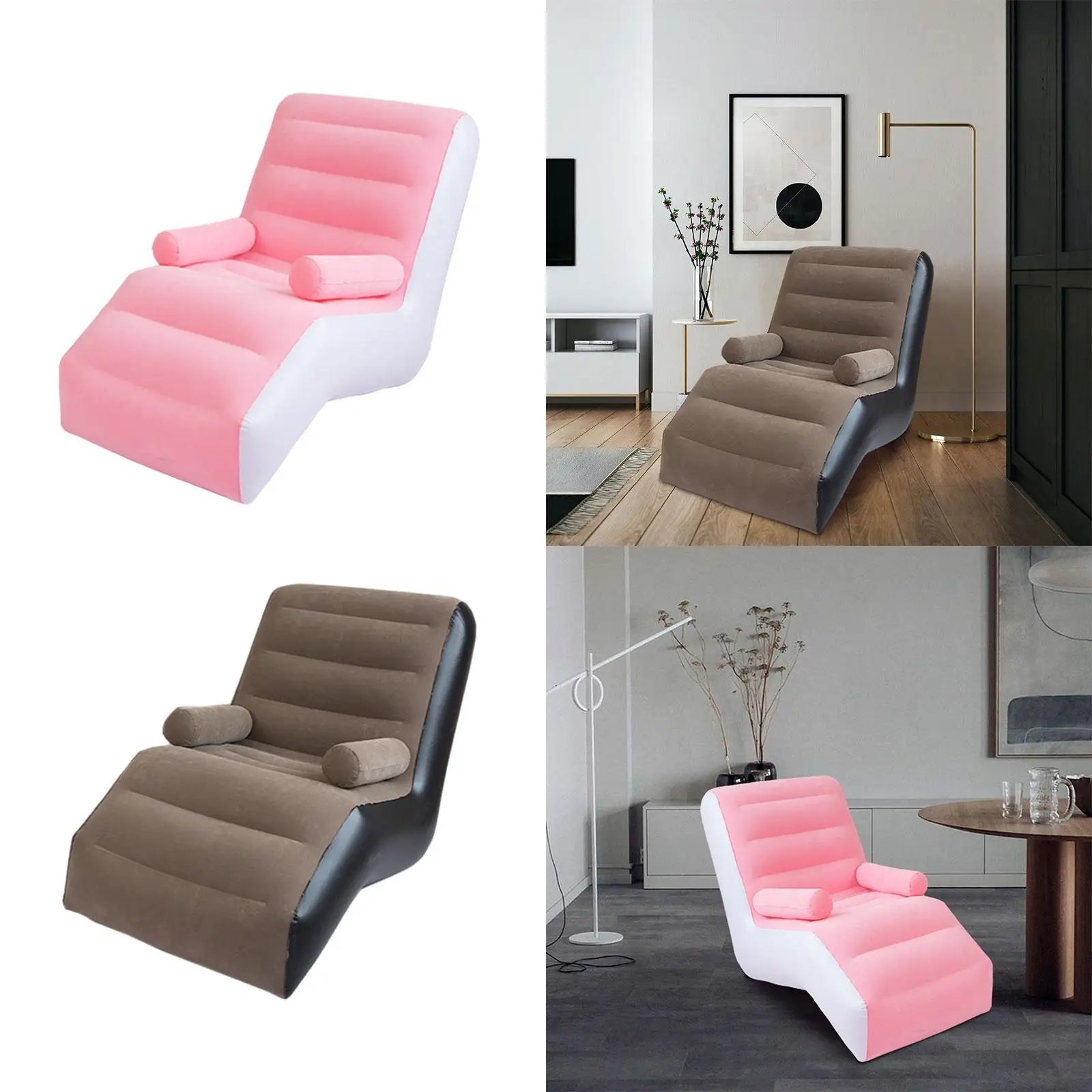Folding Lazy Sofa with Armrests PVC Soft Folds Compactly Inflatable Sofa for Garden Leisure Gaming Lunch Break Indoor Outdoor