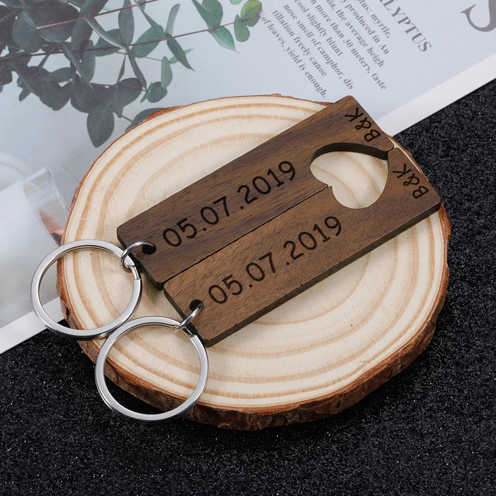 Wooden couple hotsell keychain