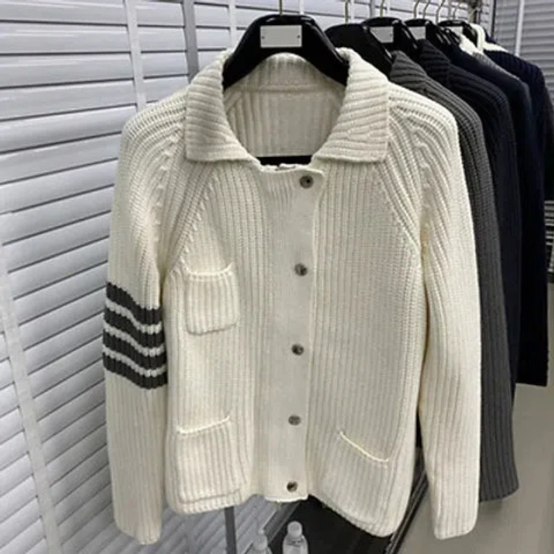 Couple Four-bar Cardigan Men and Women Slim Zipper