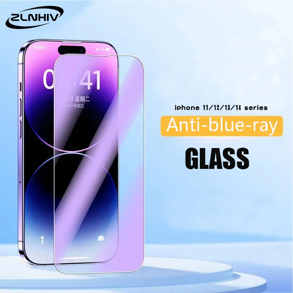 

ZLNHIV screen protector For iphone 14 13 12 11 pro Max mini X XS XR 8 7 6 6S plus Anti Blue Light Tempered Glass protective film