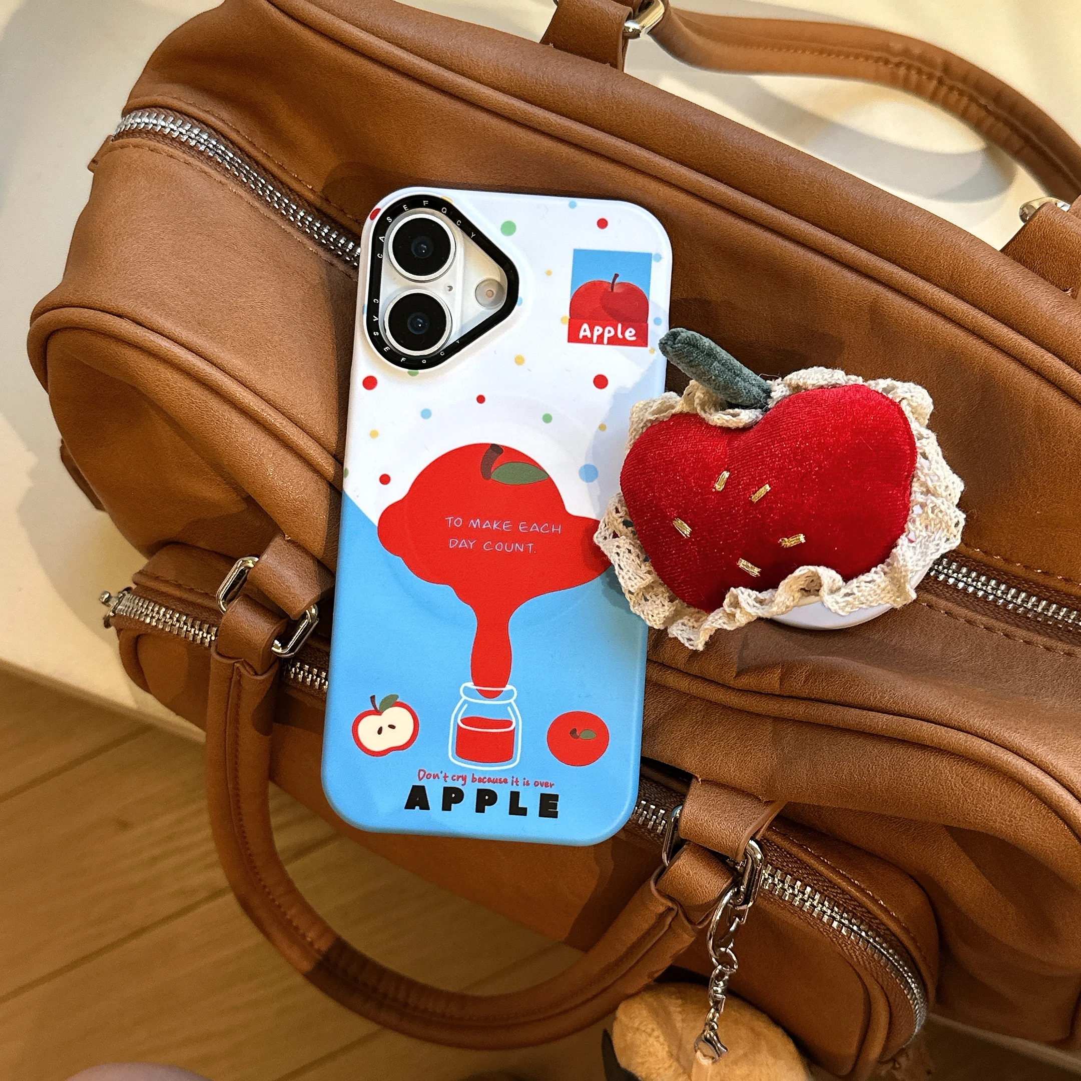 3D Cartoon Cute Apple Stand Phone Case - High-Quality Magnetic Shockproof Anti-Drop Soft Cover