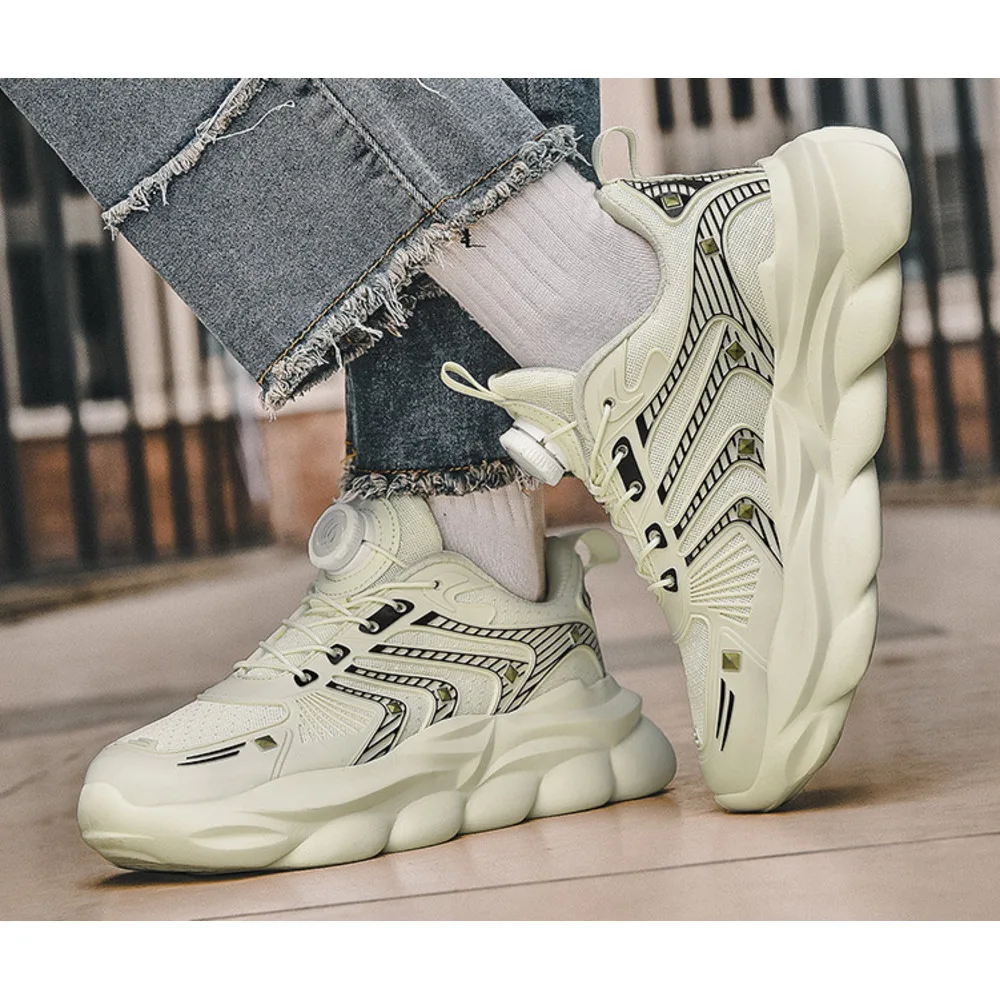 Sports new ultra light rubber running with rotating buttons fashionable and versatile casual shoes comfortable Outdoor  Trainers Sports Sneakers_voghion.com