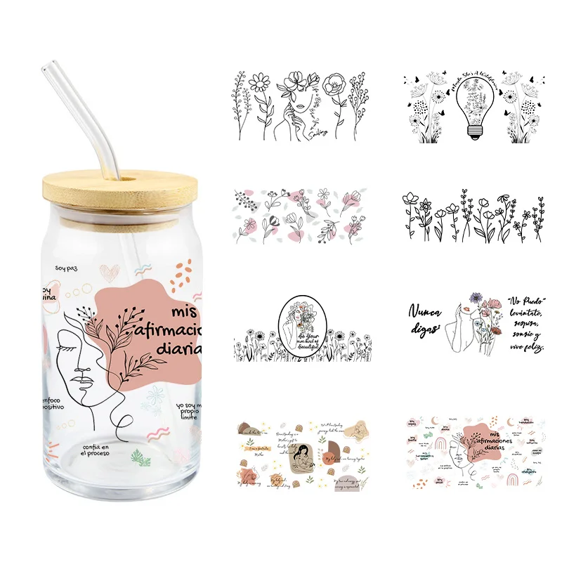 Fashion Women Uv Dtf Transfer Sticker Diy Waterproof For 16Oz Glass Cups Bottles Be Your Own Kind Of Beautiful Custom Decals