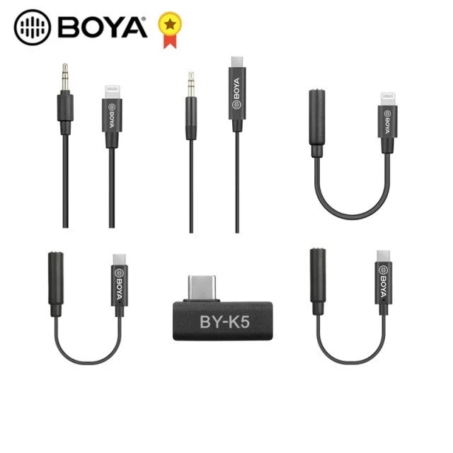 BOYA BY-K1 K2 K3 K4 K5 BY-K6 3.5mm TRS to Lightning/Typec Apple Android phone audio cable for microphone phone extension cable headphones with mic