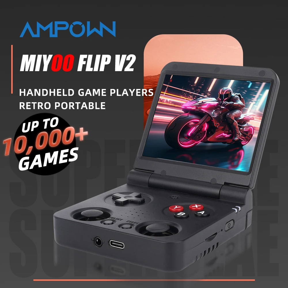 AMPOWN Miyoo Flip V2 Collapsible Handheld Game Players Consoles 3.5'' IPS Portable Video Game Linux System Retro Game Console