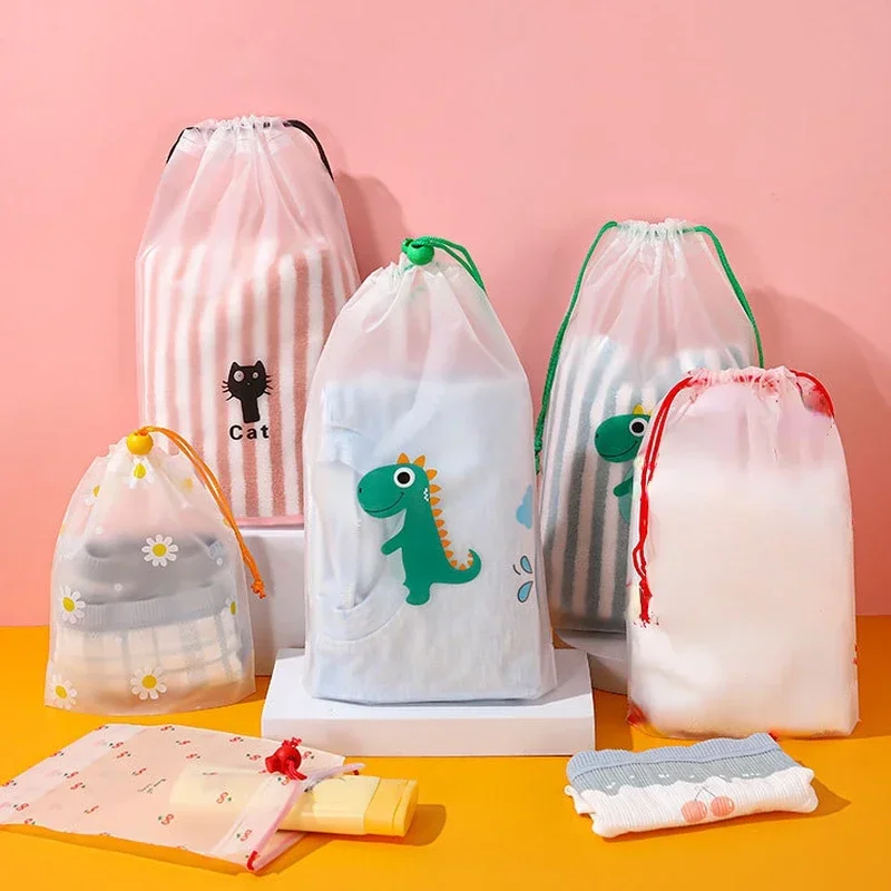 PVC Transparent Drawstring Cosmetic Bag girl Clear Makeup Bag Women portable Waterproof Beauty Case Travel Toiletry Bags 1Pcs