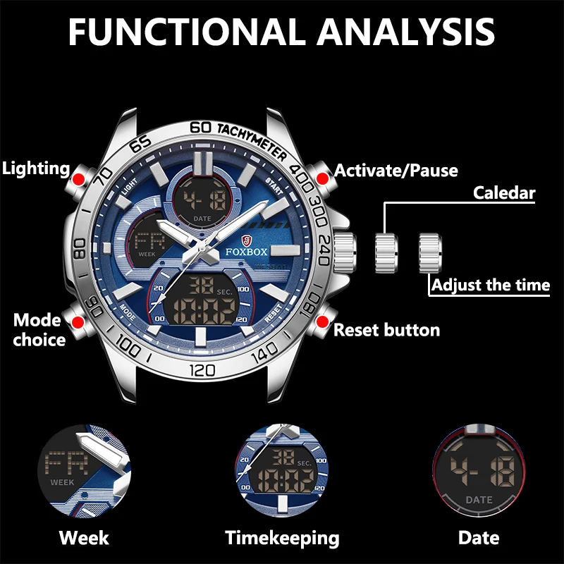 LIGE 2023 Men's Watch Luxury Brand Men Military Sports Watches Quartz Digital Analog Dual Display Waterproof Wrist watch For Men