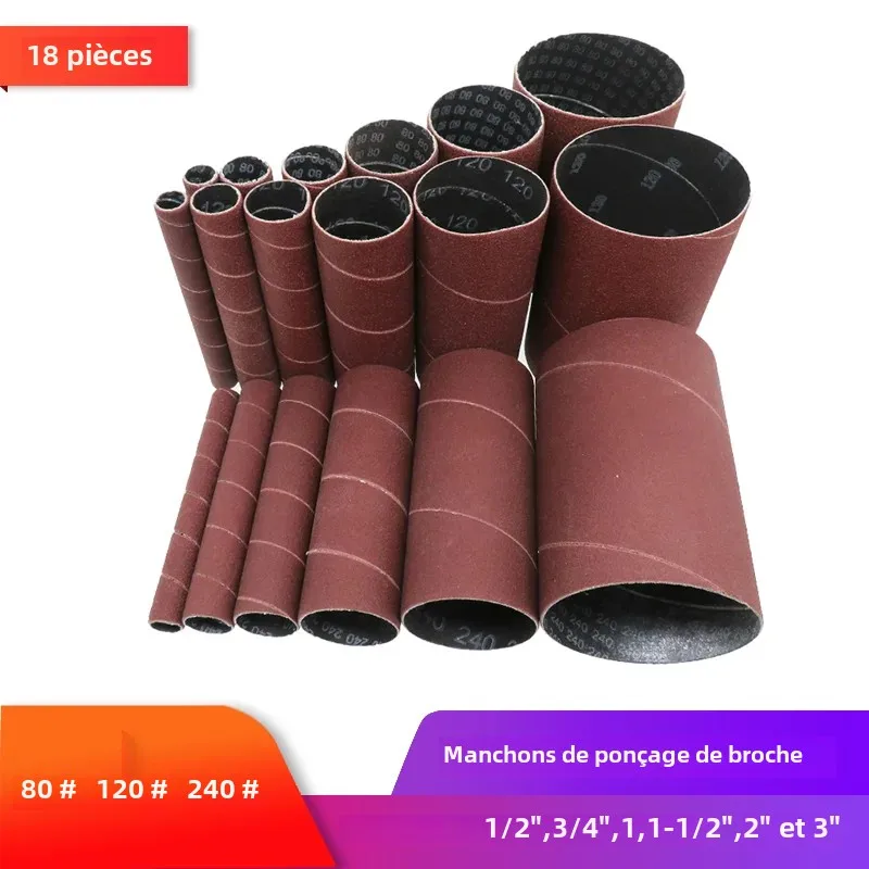 Lot 12 Manchons Ponceuse Tambour – Grains 80 & 120 Mixtes, Tailles 1/2" à 3", Pour Bois, Métal & Plastique