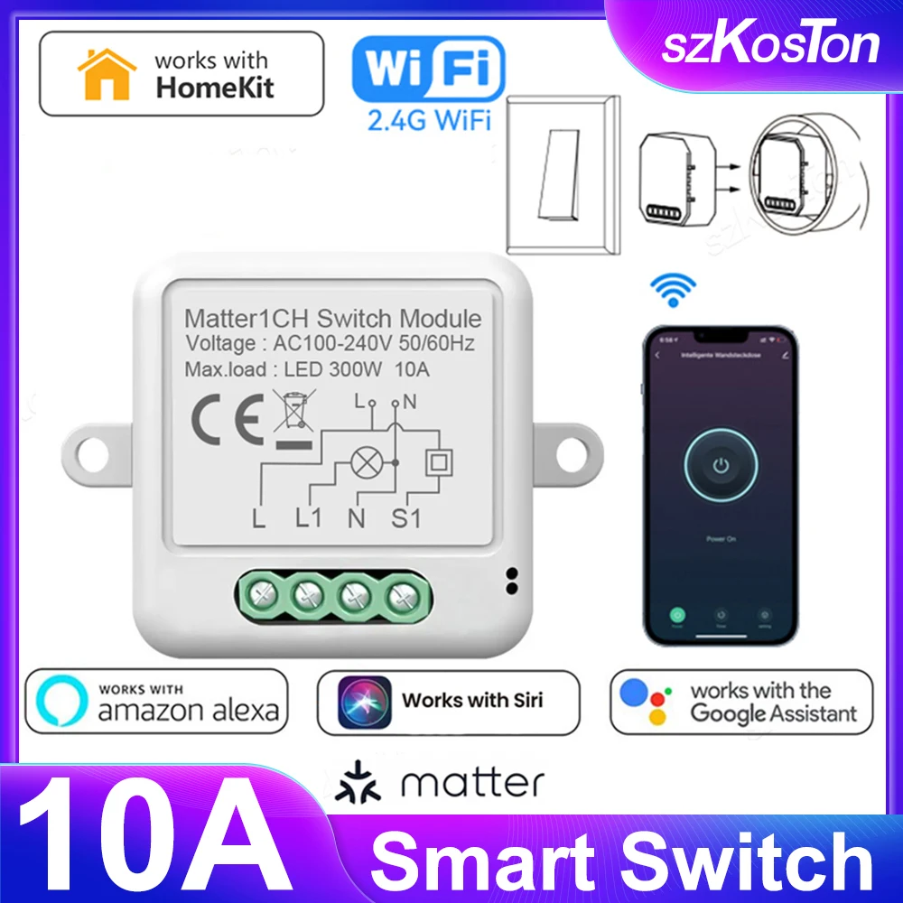 For Homekit Matter WiFi Smart Switch Smart Home Automation Relay Module  Smart Home Works with Siri Alexa Google Home - AliExpress