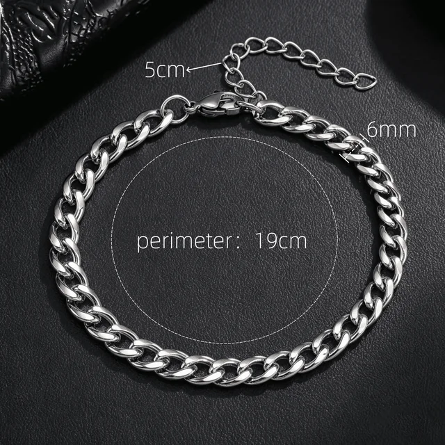 Bracelet pour homme en acier inoxydable 316L, largeur 6/8 mm, style gothique Y2K cubain, accessoires rétro steampunk américains, prix de gros