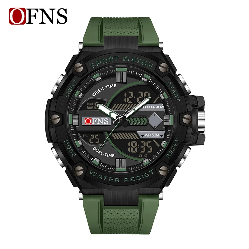 Men's Waterproof LED Sport Watch with Alarm and Dual Time Display